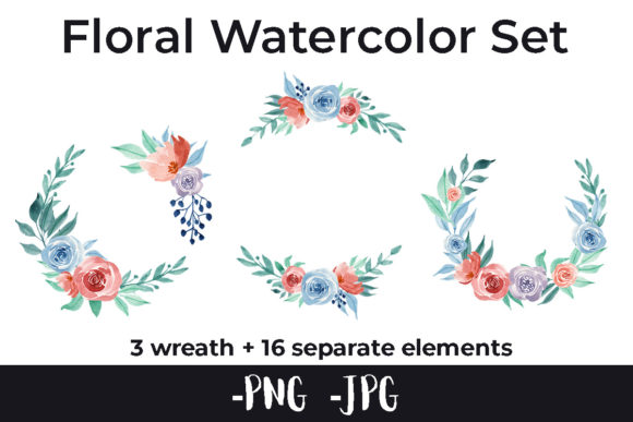 Discover the Beauty of Watercolor Flower Rose Wreath Set