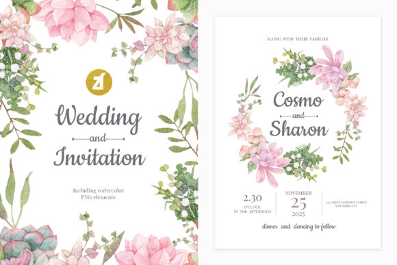 Pink Succulent Wedding Invitation: A Delicate Elegance