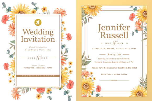 Sunflower Gerbera Wedding Invitation