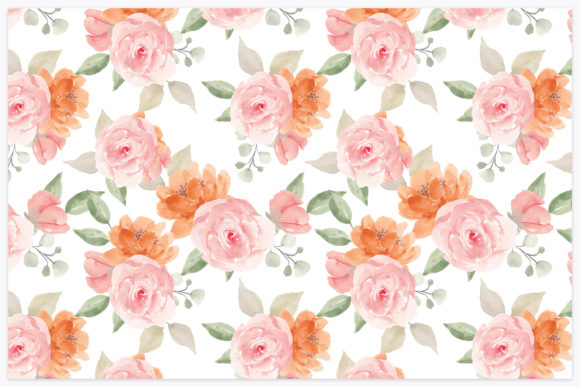 Watercolor Seamless Pattern with Flower