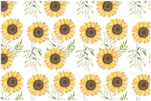 Watercolor Yellow Sunflower Pattern